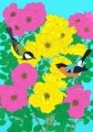 Bullfinch, Great Tit and Roses, 2013 by Robin Duttson